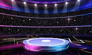 Empty Stage Arena With Lights Surrounding It