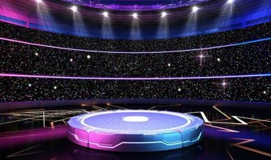 Empty Stage Arena With Lights Surrounding It