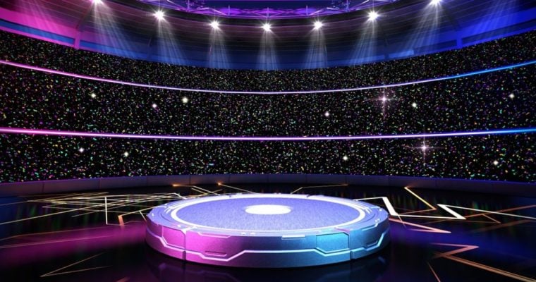 Empty Stage Arena With Lights Surrounding It