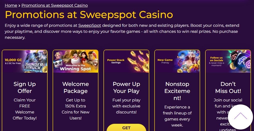 SweepSpot Casino Promos