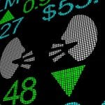Insider Trading Concept Illustration of Talking Heads Inside Stock Market Digital Interface