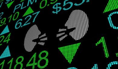 Insider Trading Concept Illustration of Talking Heads Inside Stock Market Digital Interface