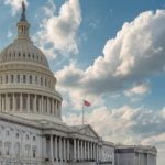 Blue, Cloudy Sky Behind the White Capitol Building in the US