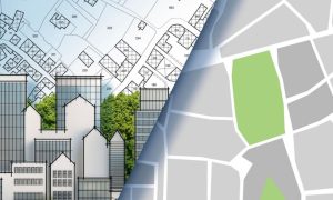 Sketch of Rezoning Map With Buildings and City Blocks Compared Side-By-Side