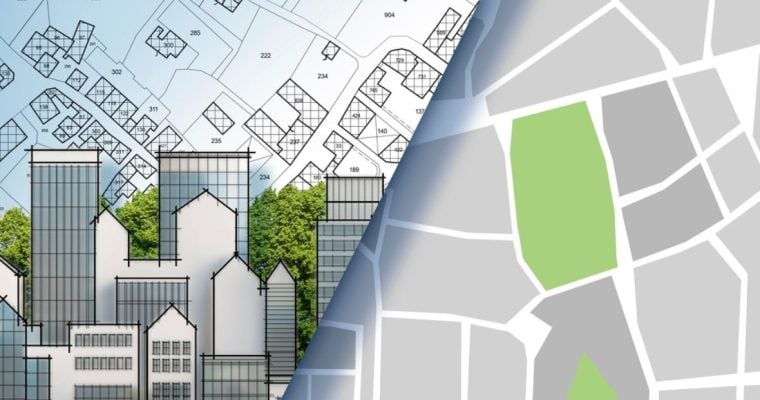 Sketch of Rezoning Map With Buildings and City Blocks Compared Side-By-Side
