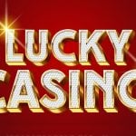 Red Background with Lucky Casino Text in White and Gold