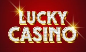 Red Background with Lucky Casino Text in White and Gold
