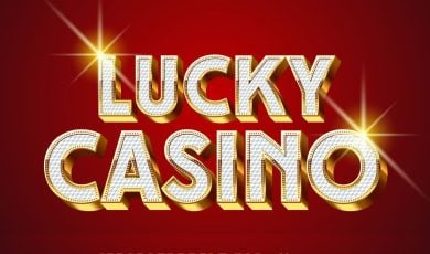 Red Background with Lucky Casino Text in White and Gold
