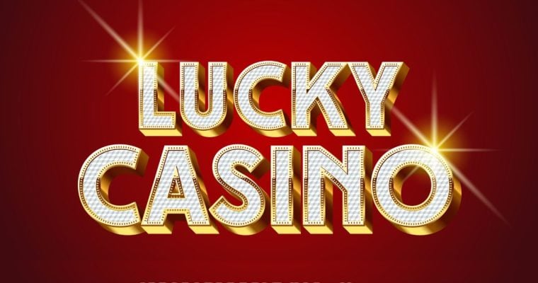 Red Background with Lucky Casino Text in White and Gold
