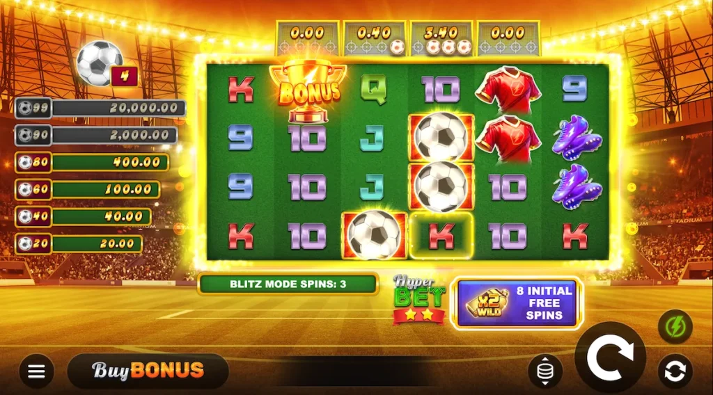 Soccer Storm Hold and Win slot gameplay