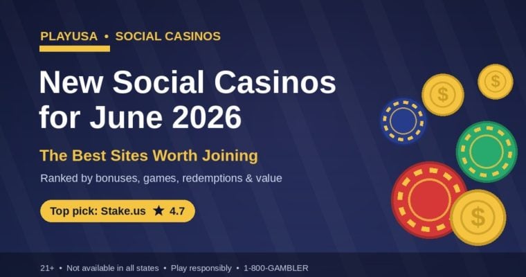 Banner for PlayUSA's best social casino list in June 2026