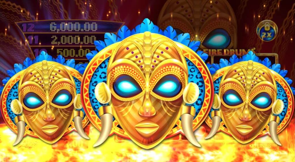 12 Masks of Fire Drum Frenzy bonus game trigger