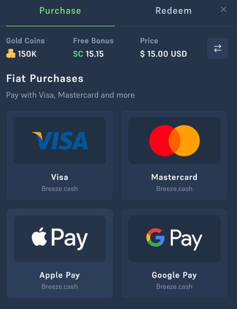 Acebet casino purchase options