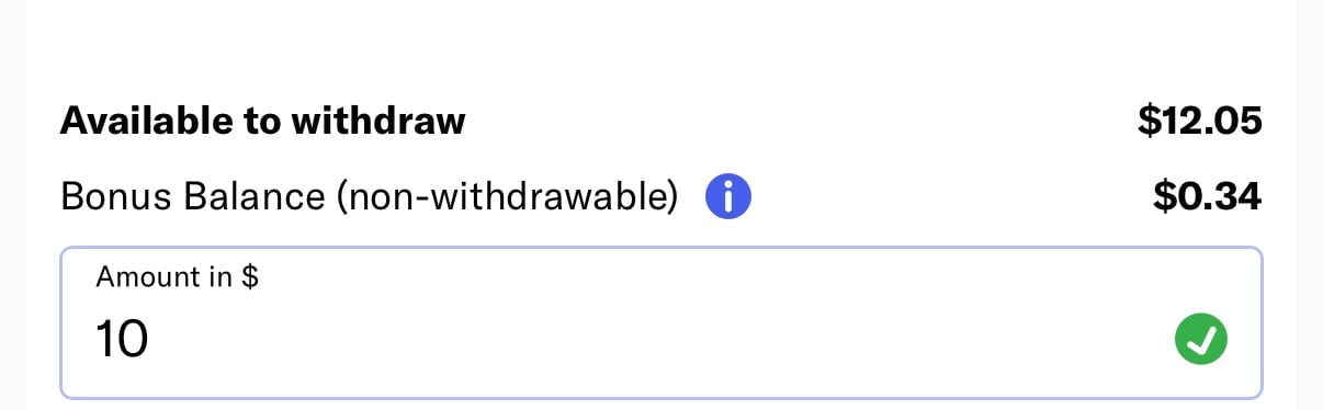 Withdrawal successful.  icon