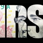 Print of American Banknote Fills the Word IRS in Block Letters