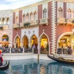 People In Gondolas Outside of The Venetian Las Vegas Casino