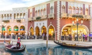 People In Gondolas Outside of The Venetian Las Vegas Casino