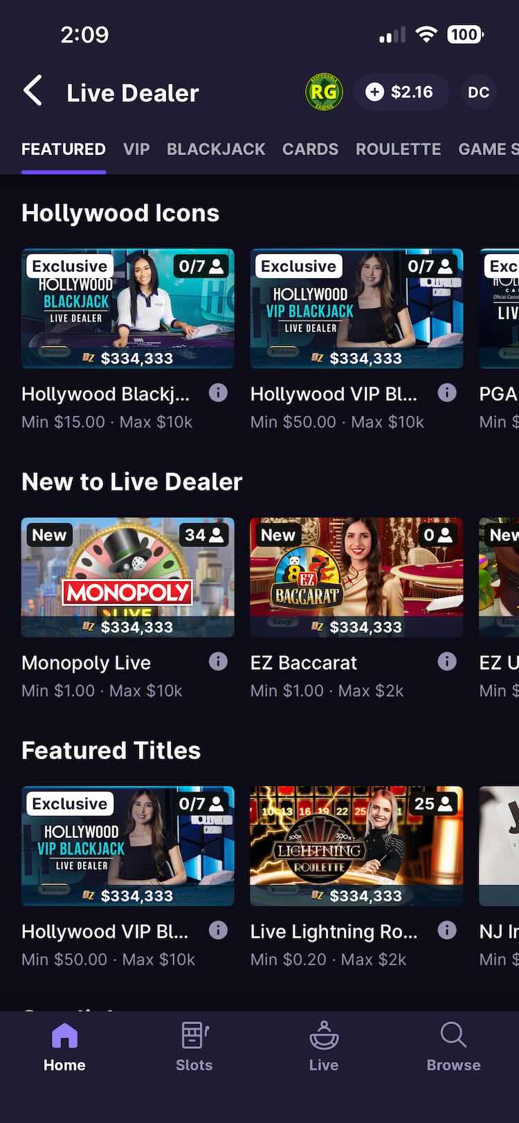 Hollywood casino live dealer games