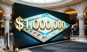 Las Vegas Casino Floor Displays Large Sign with Monopoly Gameboard and $1,000,000