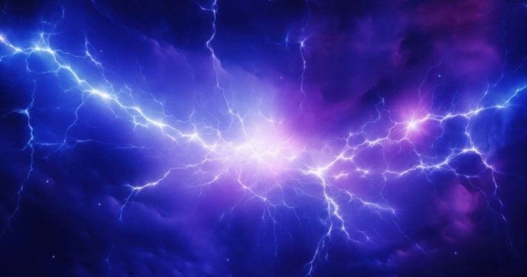 Dramatic Sky Displays Purple and Blue Lightning Storm