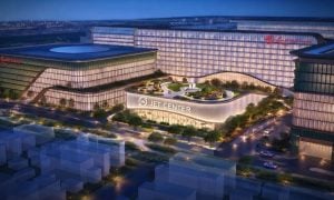 Image Rendering of Bright Lights Shining in the Evening at Fully Developed RWNYC $5.5B Project