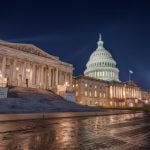 Wet Pavement After Rain In Front Of US Capitol Buildings in Washington DC