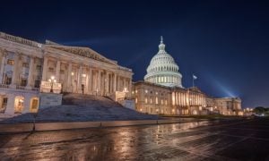 Wet Pavement After Rain In Front Of US Capitol Buildings in Washington DC