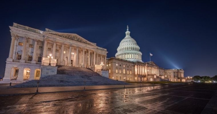 Wet Pavement After Rain In Front Of US Capitol Buildings in Washington DC
