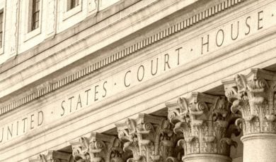 Ivory Exterior with Decorative Collumns of Courthouse in NYC