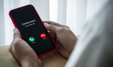 Scam Call Incoming Displayed as Unknown Caller ID on Cell Phone