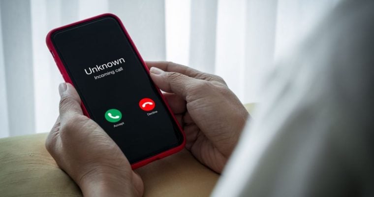 Scam Call Incoming Displayed as Unknown Caller ID on Cell Phone