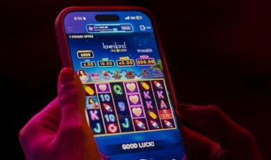 Love Island Unlocked Online Slot Game By FanDuel Casino Displayed on Cell Phone
