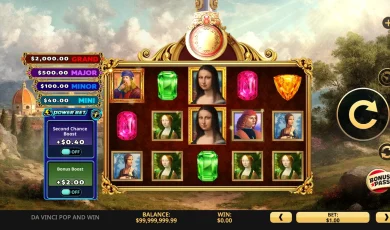 davinci pop and win slot game
