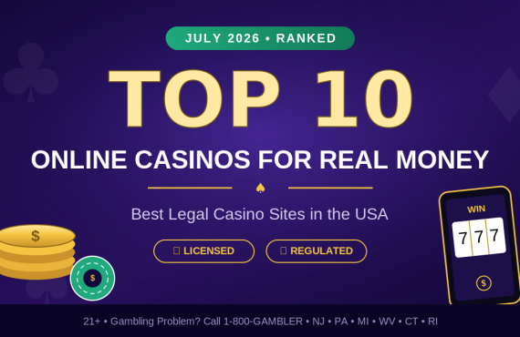Top 10 Online Casinos for Real Money in the USA: Best Legal Casino Sites Ranked (July 2026)