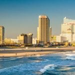 Summer Time, People In Ocean Near Atlantic City Casino Hotels