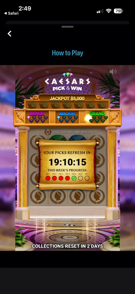 Caesars Palace pick and win screenshot