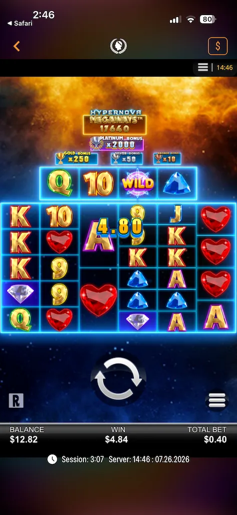 Caesars Palace slot play screenshot
