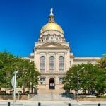 Exterior Street View of Georgia's Capitol Building in Atlanta on a Sunny Day