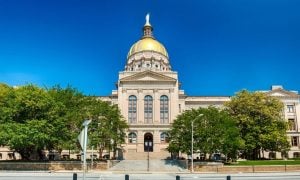 Exterior Street View of Georgia's Capitol Building in Atlanta on a Sunny Day