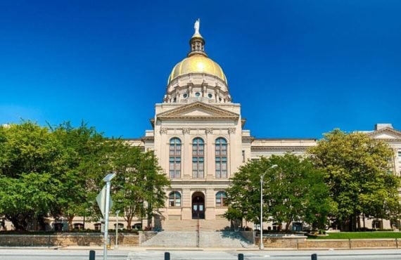 Exterior Street View of Georgia's Capitol Building in Atlanta on a Sunny Day