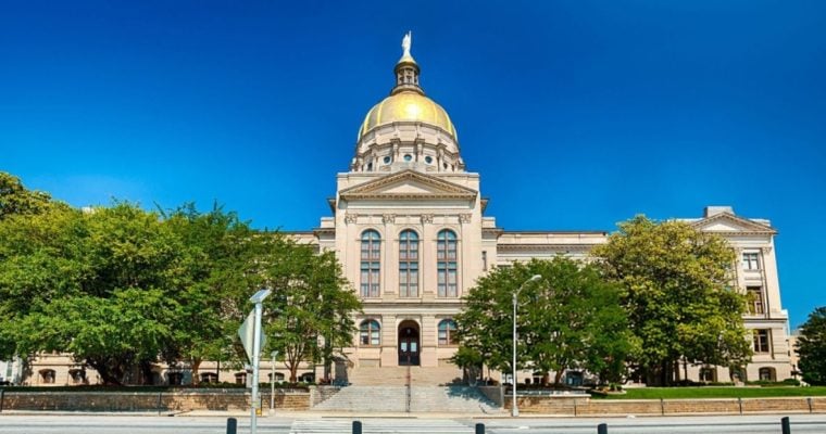 Exterior Street View of Georgia's Capitol Building in Atlanta on a Sunny Day