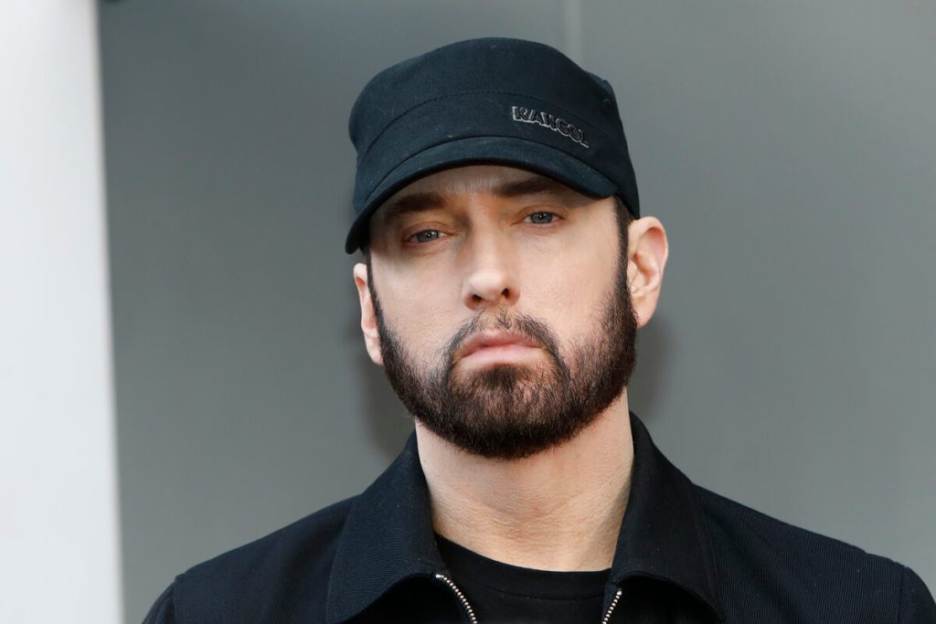 Eminem at the 50 Cent Star Ceremony on the Hollywood Walk of Fame