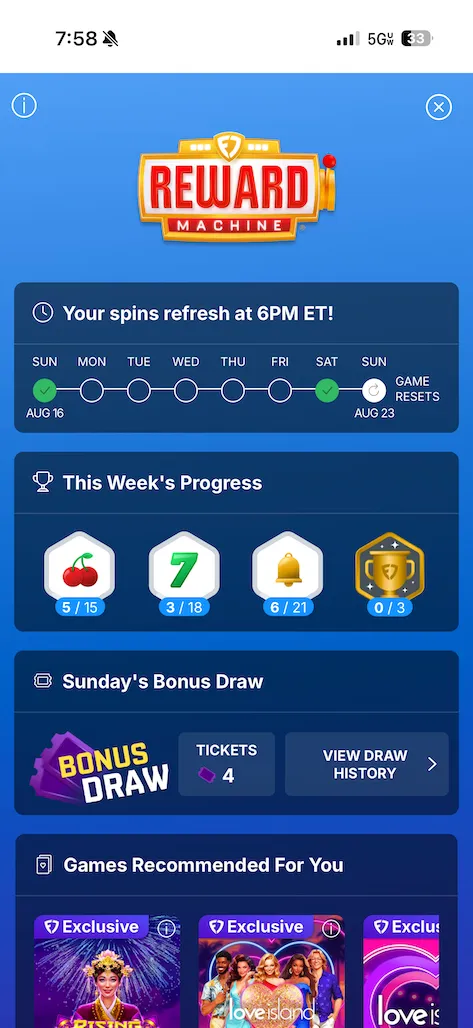 FanDuel reward machine screenshot