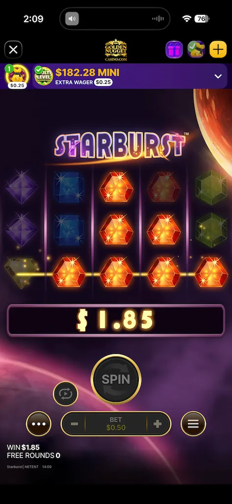 Golden Nugget slot play screenshot