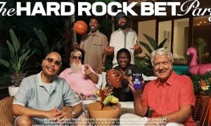 Hard Rock Bet Ad Campaign Featuring Celebrities and Sports Stars Sitting In Front Of Luxury House