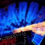 Abstract Neon Sign with Jackpot in Blue
