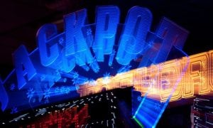 Abstract Neon Sign with Jackpot in Blue