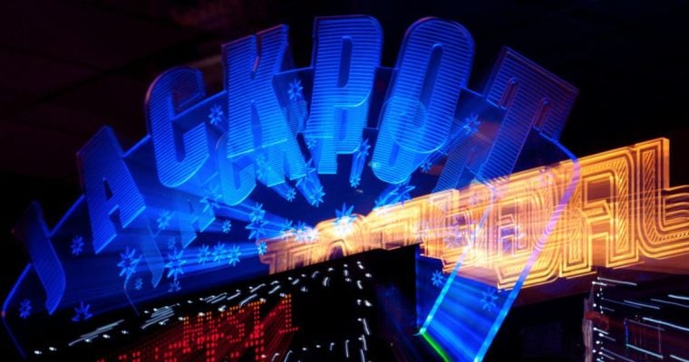 Abstract Neon Sign with Jackpot in Blue