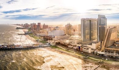 Atlantic City Casinos Line the Ocean on A Sunny Day