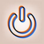 Solitary Power Shutdown Symbol in Orange and Blue Marker